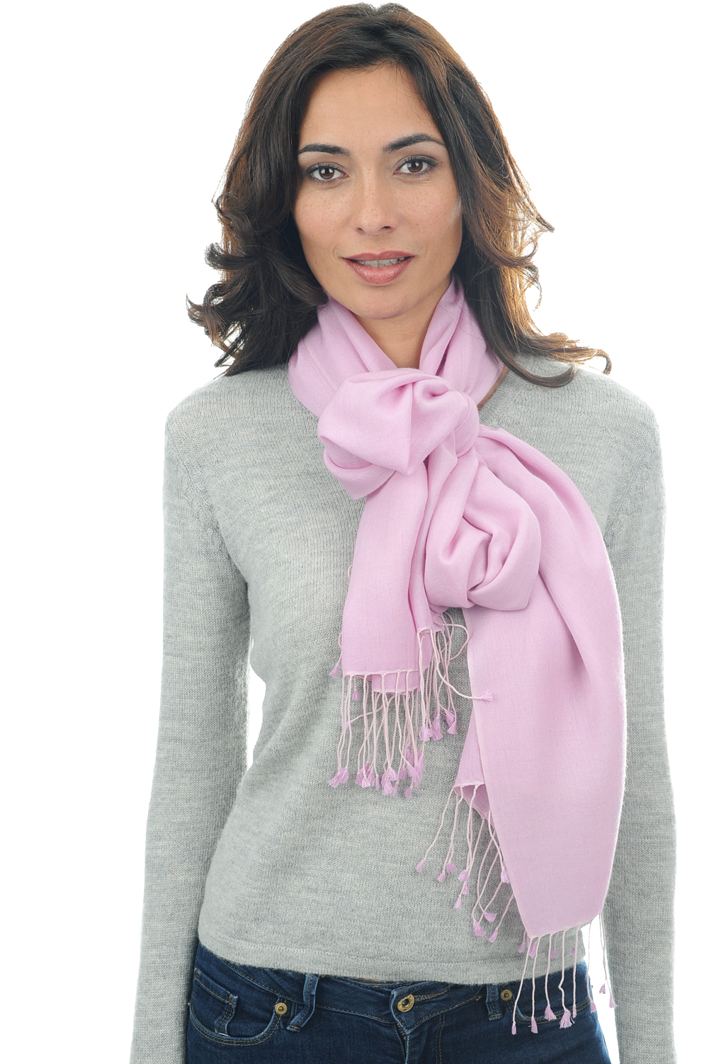 Cashmere & Zijde accessoires platine roze 201 cm x 71 cm
